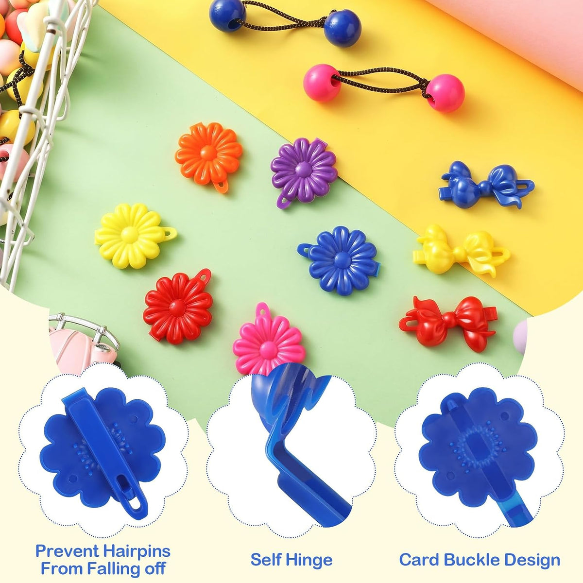 Giegxin 60 Pcs Girls Barrettes Hair Clips Ponytail Ties, ovely Style