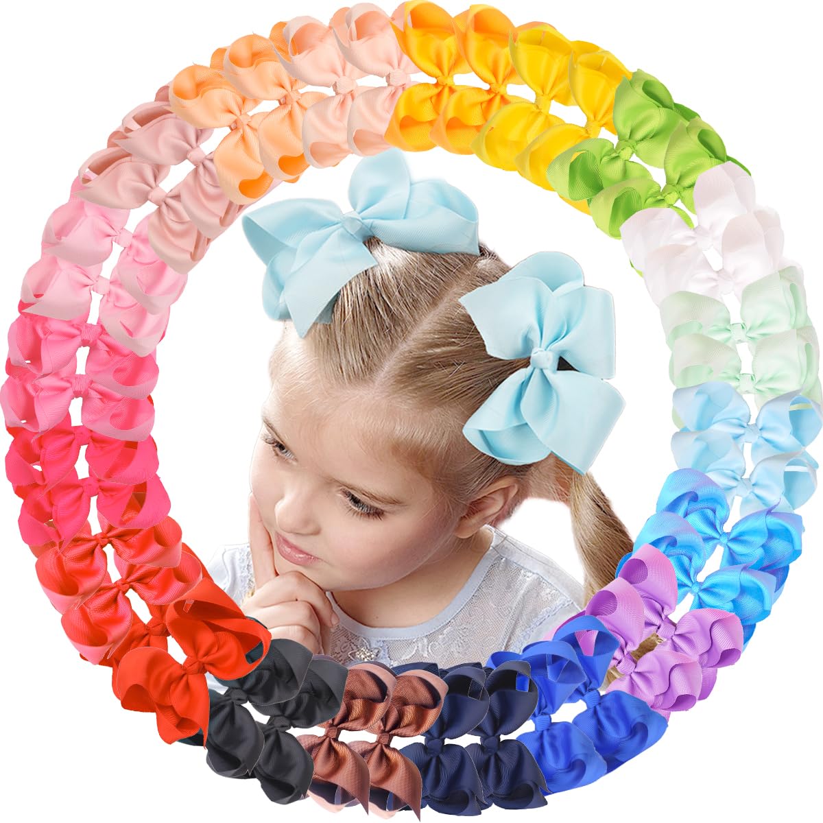 CÉLLOT 40PCS 4.5 Inch Hair Bows for Girls Toddler Hair Accessories in Pairs