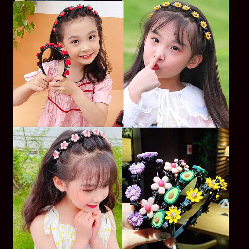 Hairpin, Sweet Princess Hairstyle Hairpin for Girl, Double Layer Headbands with Clips Twist Plait, 4 Pcs