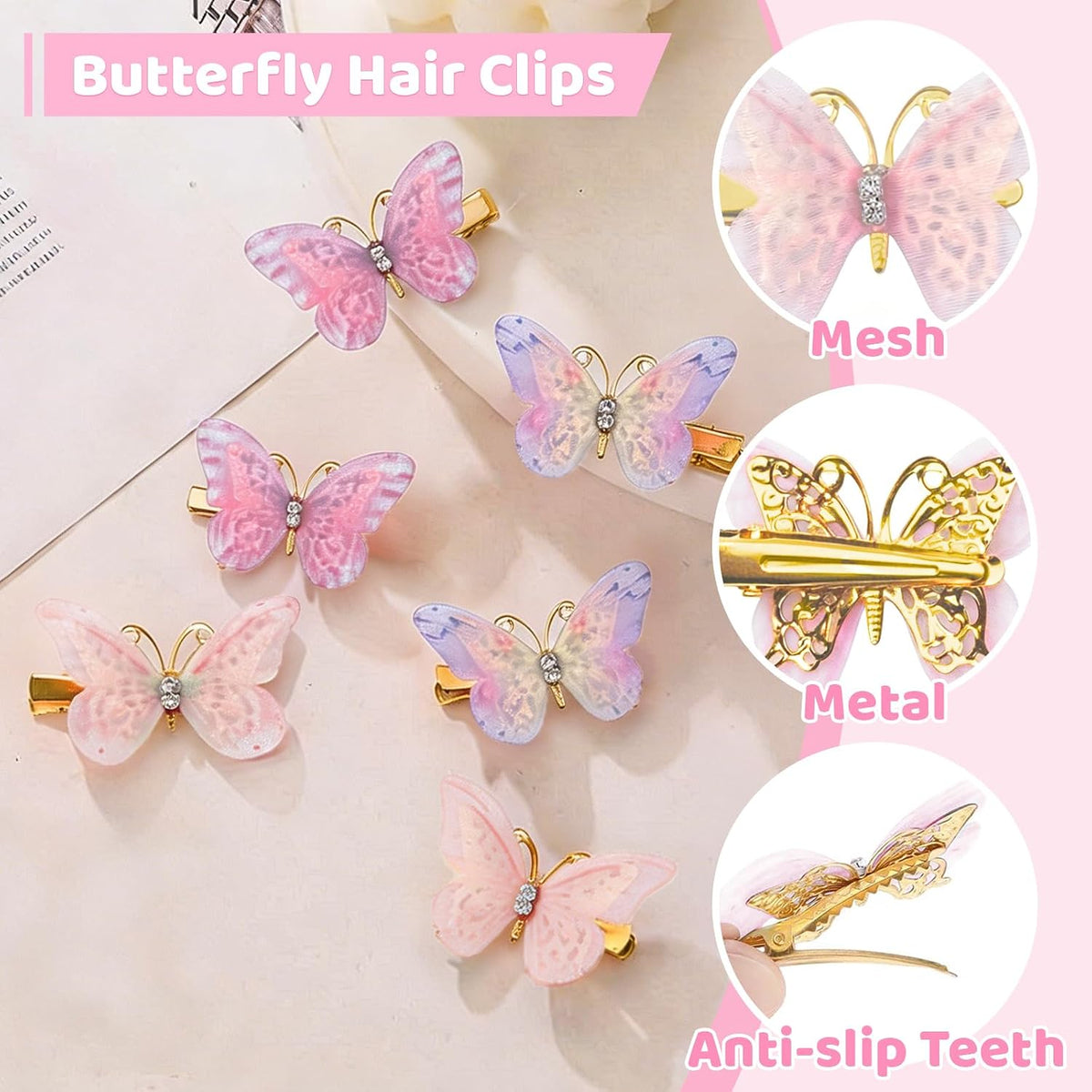 76Pcs Pink Little Girls Hair Accessories Set with Elastic Hair Ties Clips