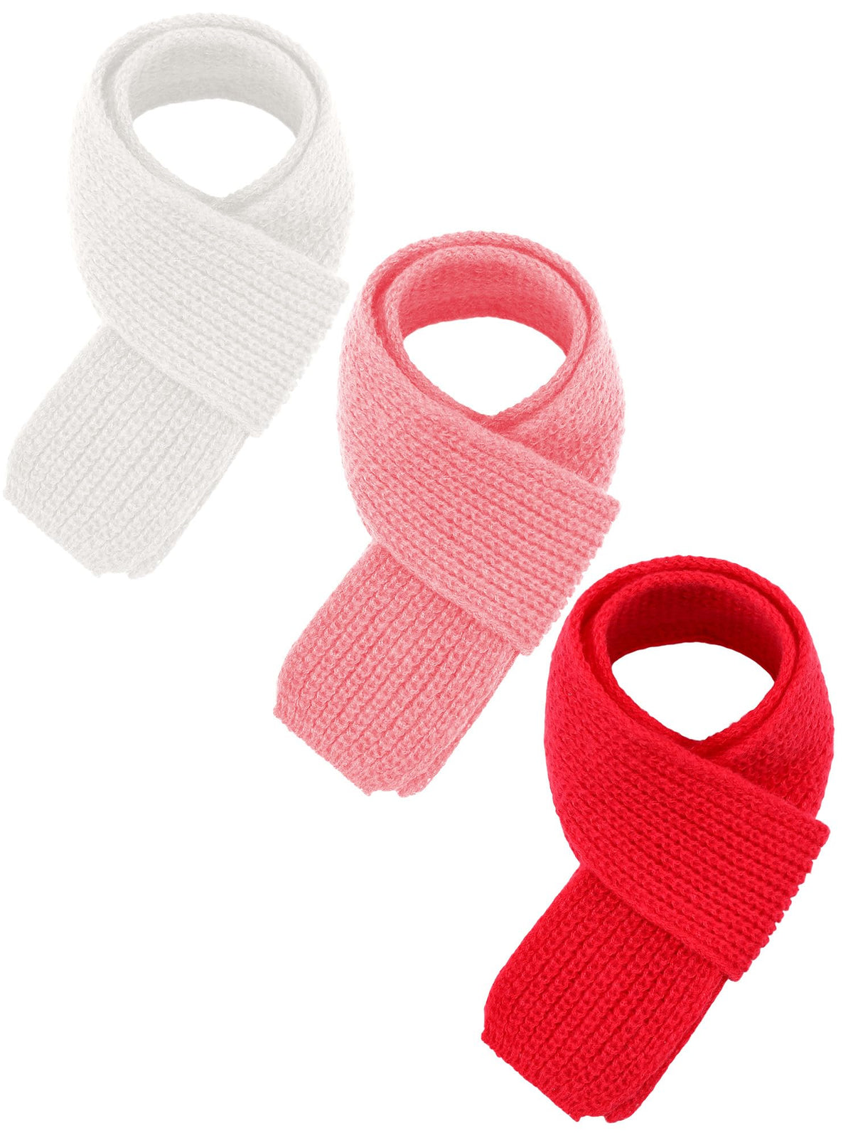 Fourluoo 3 Pcs Kids Winter Knitted Scarves Boys Girls Winter Knitted Scarves Suitable for Keeping the Neck Warm for Children