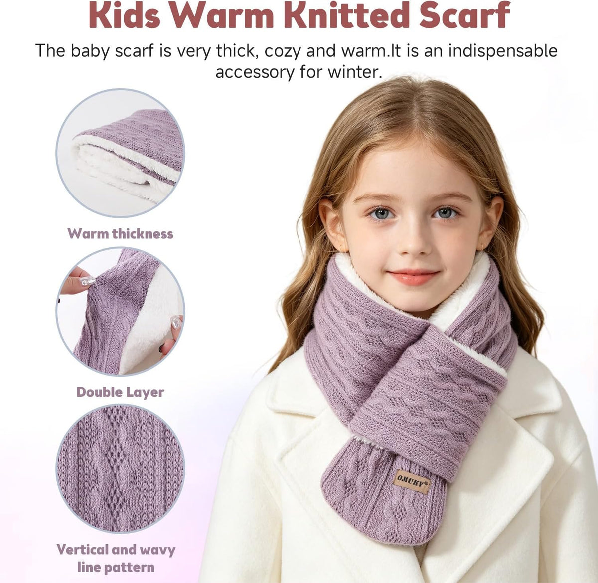 OMUKY Kids Scarf Fleece Warm Knitted Scarf Toddler Cold Weather Neck Warmer
