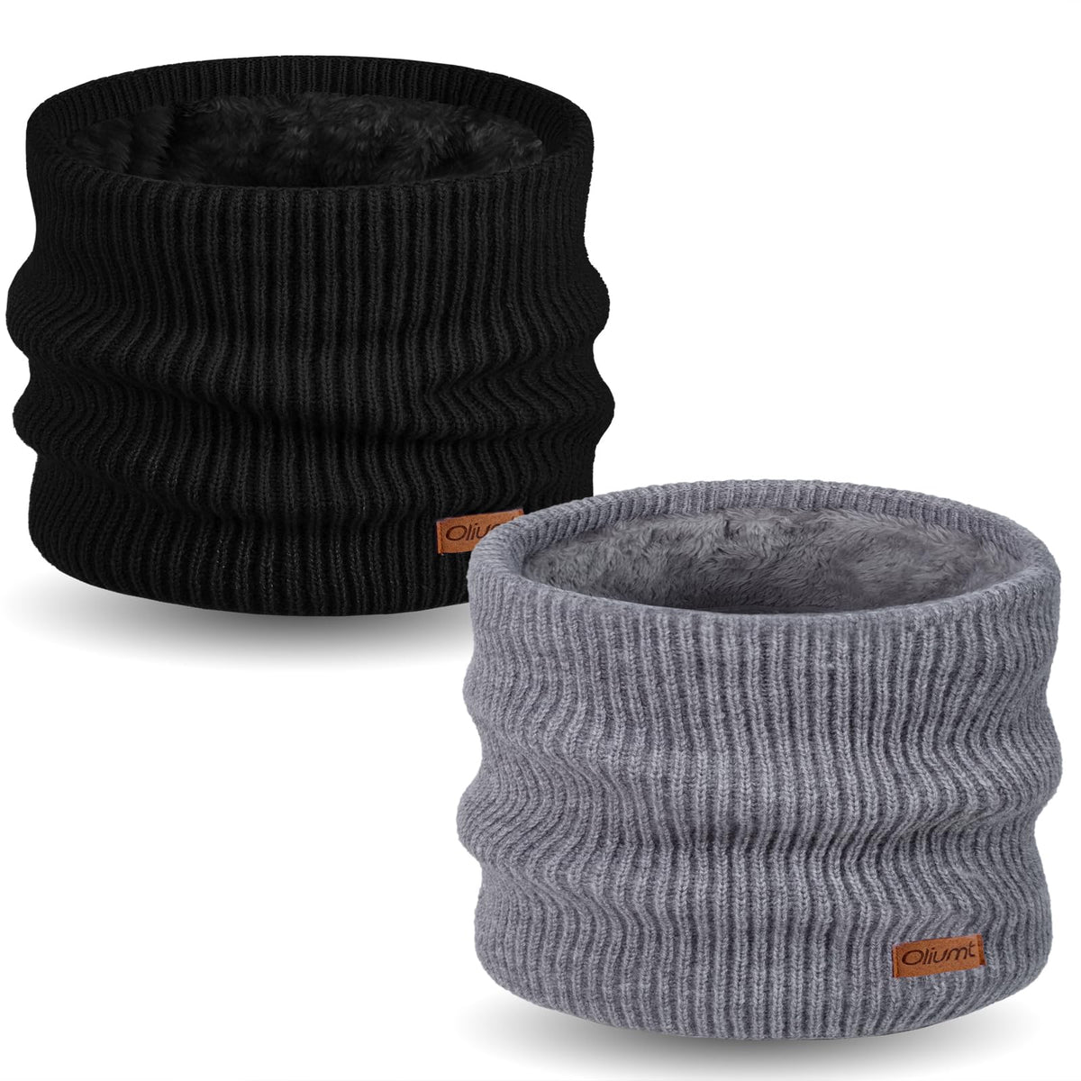 Kids Neck Warmer Winter Neck Gaiters Knitted Infinity Scarf for Boys Girls Fleece Lined Ski Mask for Cold Weather