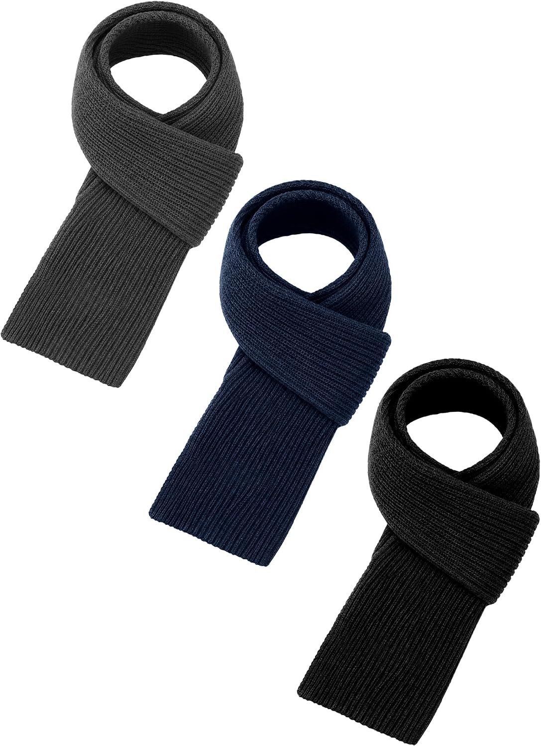 Fourluoo 3 Pcs Kids Winter Knitted Scarves Boys Girls Winter Knitted Scarves Suitable for Keeping the Neck Warm for Children