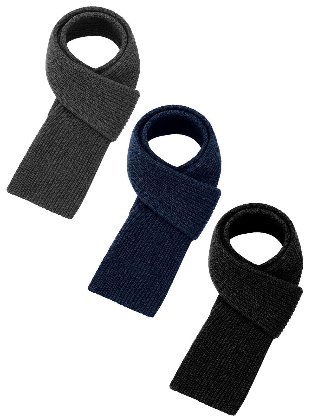 Fourluoo 3 Pcs Kids Winter Knitted Scarves Boys Girls Winter Knitted Scarves Suitable for Keeping the Neck Warm for Children