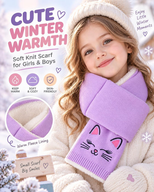Kids Scarf Warm Fleece Knitted Neck Warmer for Girls Boys