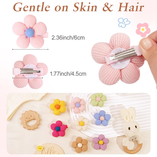 JOYOYO 16Pcs Set 3D Puff Flower Hair Clips - Adorable Gentle Puff Soft Hair Accessories for Baby Girls, Kids Child and Teens