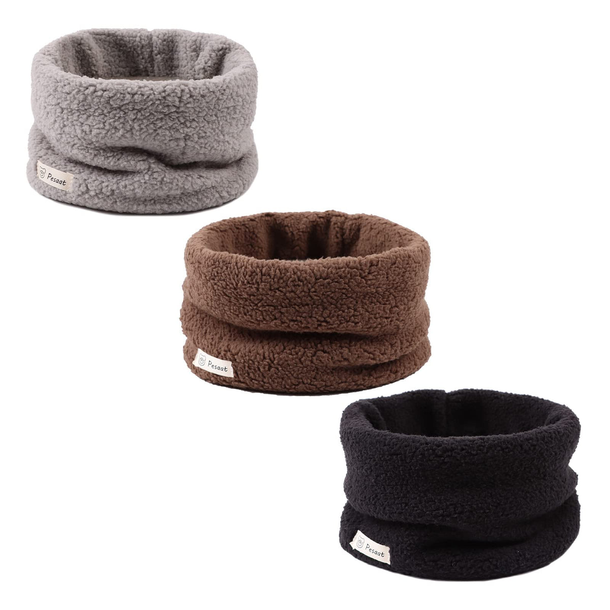 Zsedrut Fleece Warm Kids Scarf Thick Velvet Boys Girls Round Scarves Winter