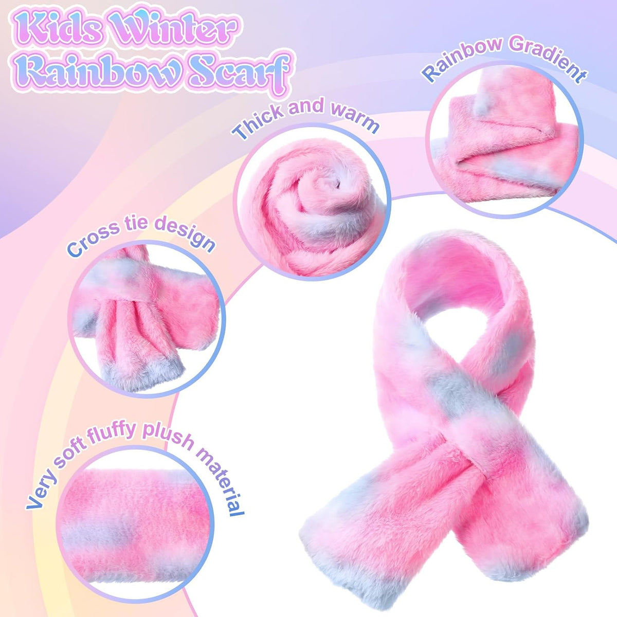 Coume Kids Scarf Girls Boys Toddlers Winter Rainbow Scarf