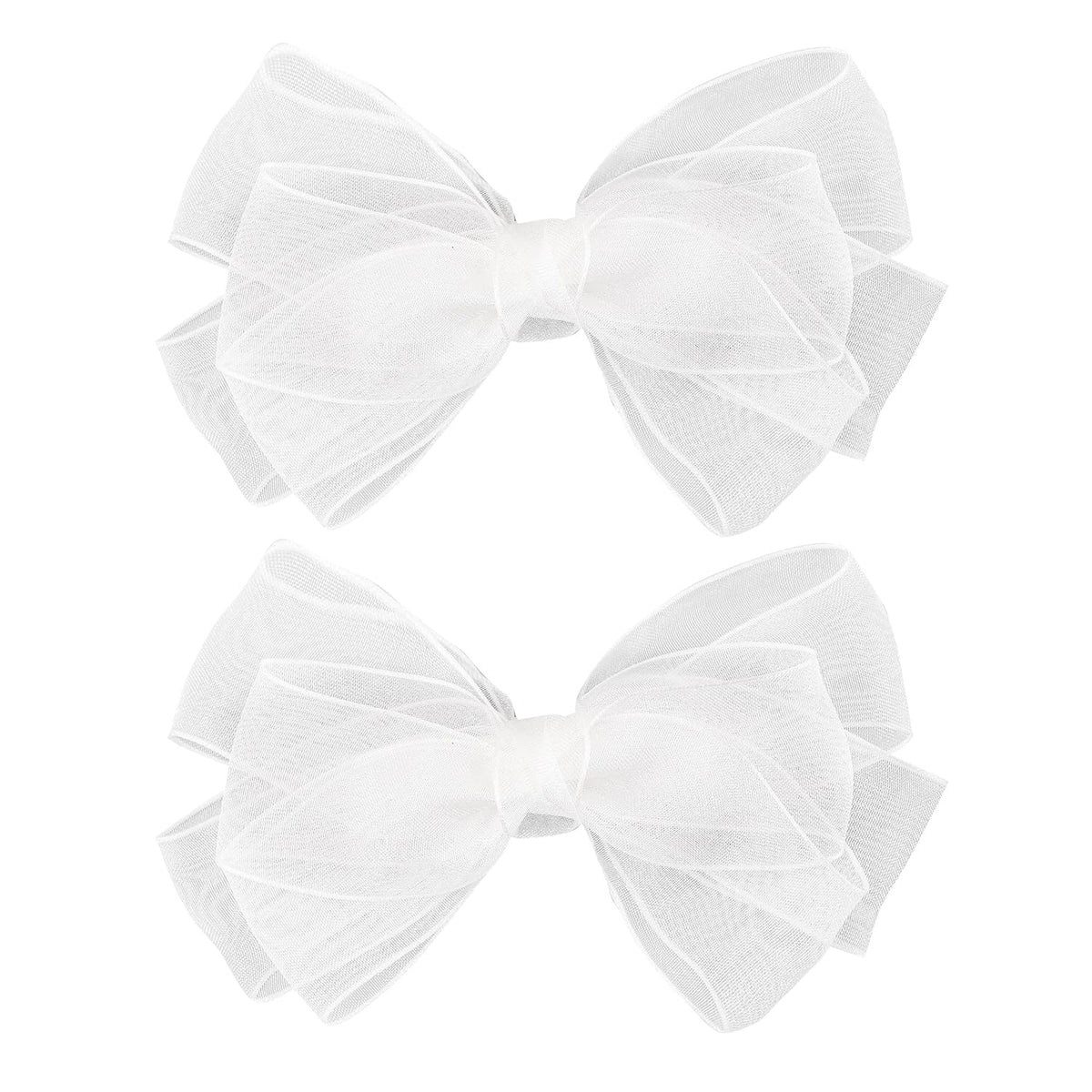 5.5-Inch Organza Double Hair Bows Alligator Clips Hair Accessories for Girls Toddler Kids Children Teens -Champagne Gold