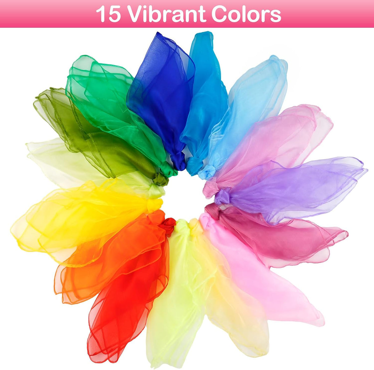 15 Pcs Scarves for Kids Play, Juggling Scarves, Play Scarve