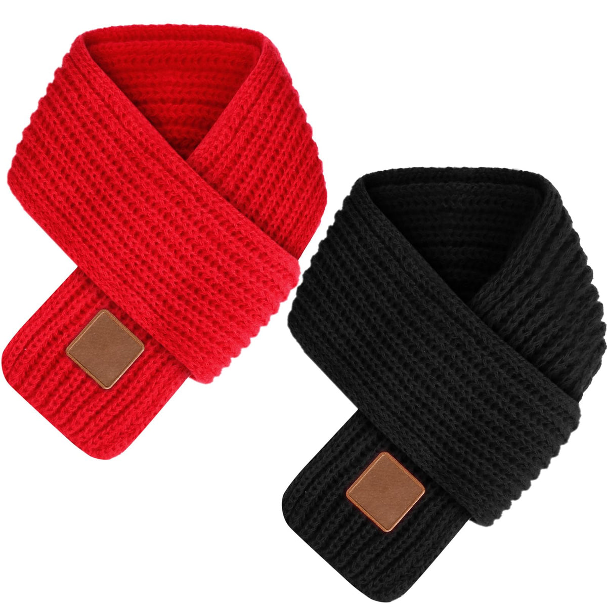 Zhanmai 2 Pcs Toddler Scarf Kids Warm Set Winter Knit Scarves Soft Neck Warmer for Boys Girls Children