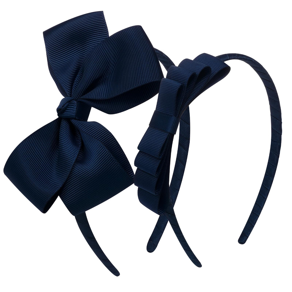 2Pcs Navy Blue Bow Headbands for Girls Toddler Uniform Hair Accessories