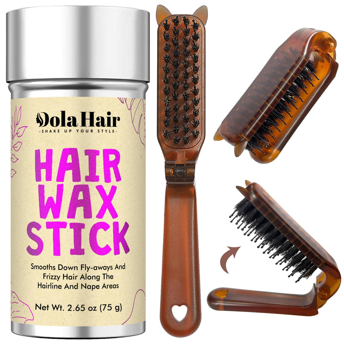 Hair Wax Stick -Hair Styling Products for Kids, Women Slick Back Hair Brush