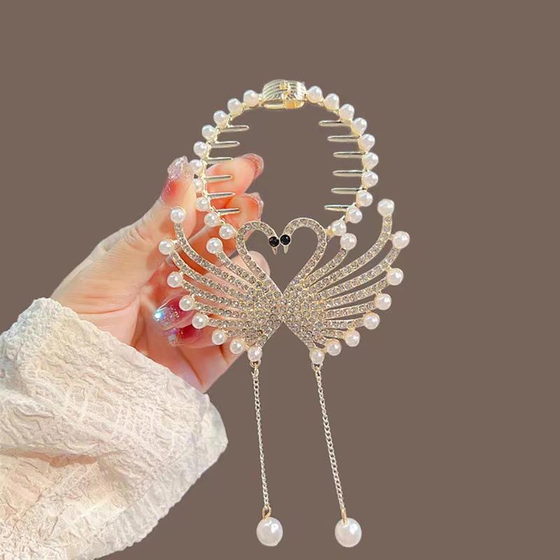 Women's Chinese-Style Alloy-Resin Bling Butterfly Hair Clip with Tassel Holders, Elegant Bun Claw, Ponytail Holder, One Size for Engagement, Anniversary, Business Occasions
