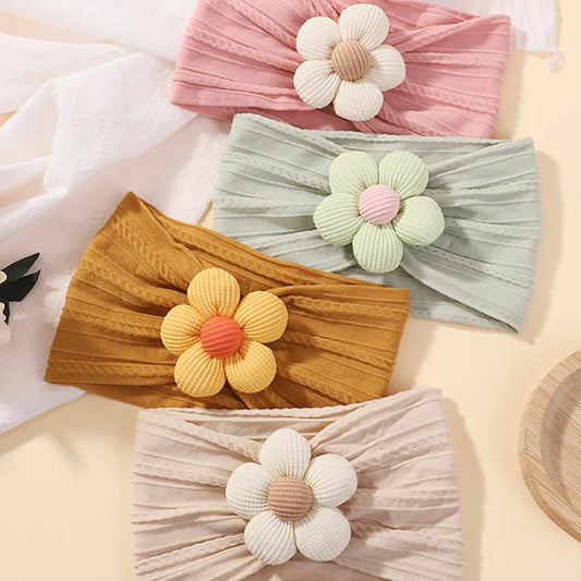 Girls' Floral Hairbands Set, Handmade Soft Nylon Headwear, High Elastic Comfortable Cute Hair Accessories for Pre-School Children, All Seasons, Hair Accessories Sets