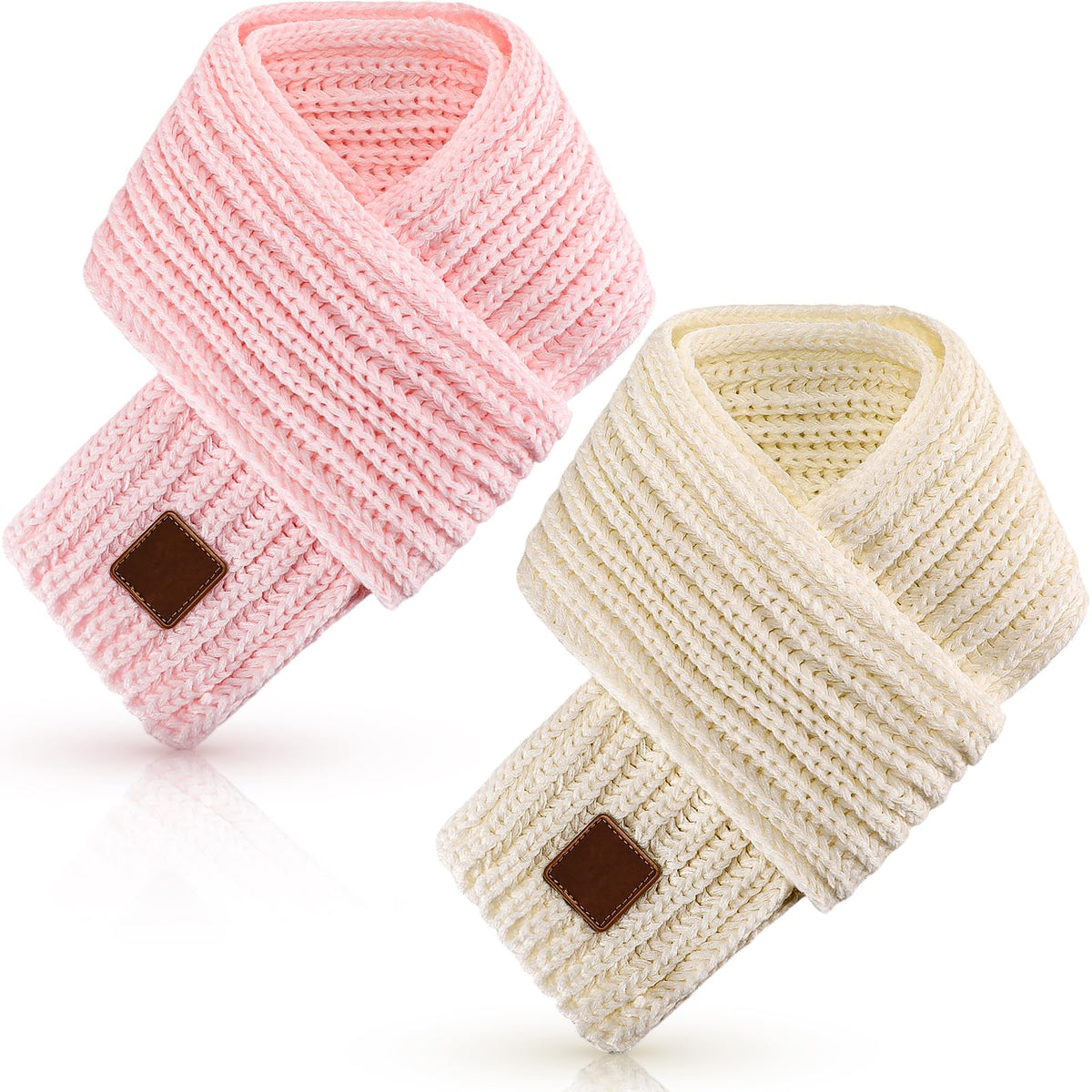 Zhanmai 2 Pcs Toddler Scarf Kids Warm Set Winter Knit Scarves Soft Neck Warmer for Boys Girls Children