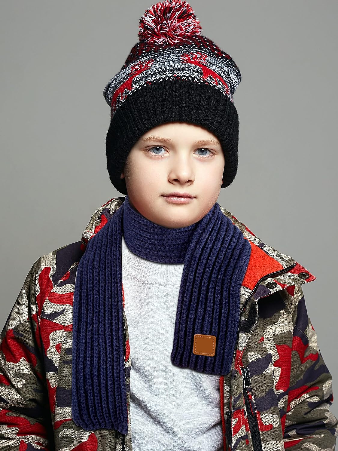 SATINIOR 9 Pieces Kids Knitted Scarf Winter Solid Color Toddler Warmer Scarf for Boy Girl(Simple Colors)