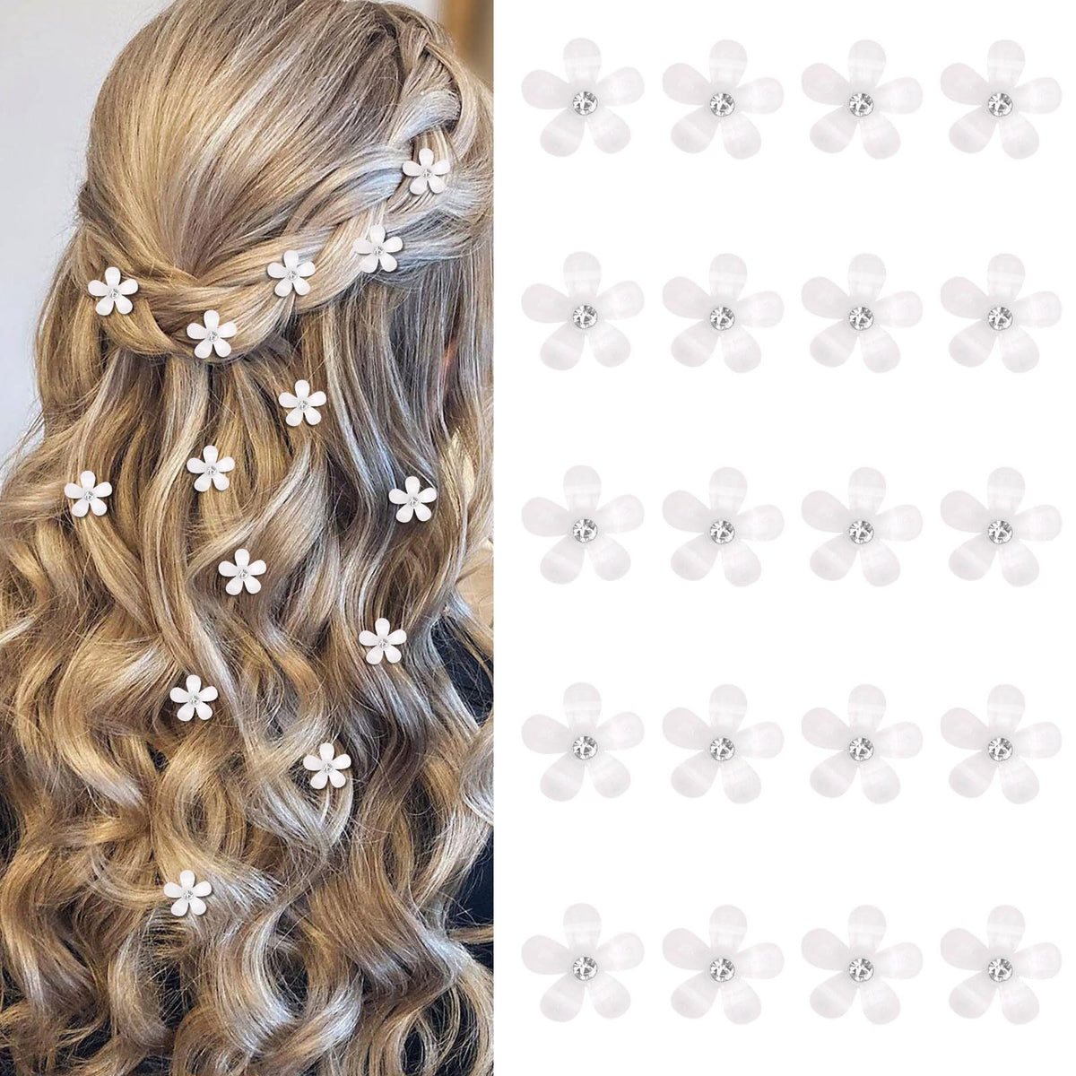 YISSION Colorful Rhinestone Hair Accessories - Mini Flower Hair Clips, Pins & Barrettes for Wedding, Bridal, Girls & Women