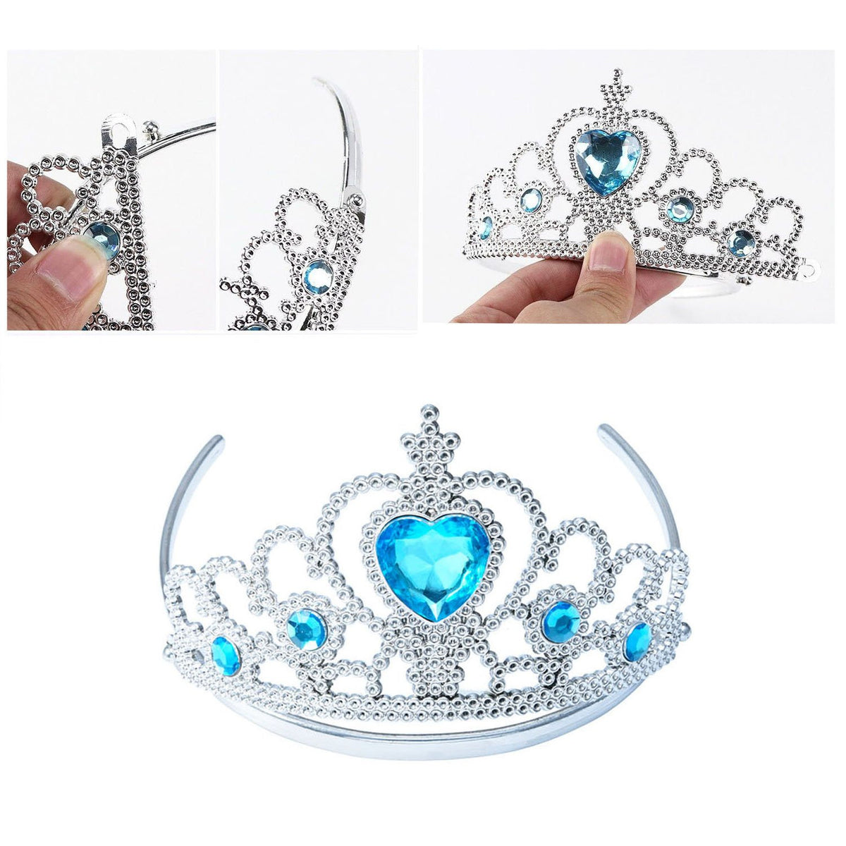 Princess Wig Braid with Tiara Necklace Gloves Princess Dress Up Costume Halloween Cosplay Accessories for Kids Girls