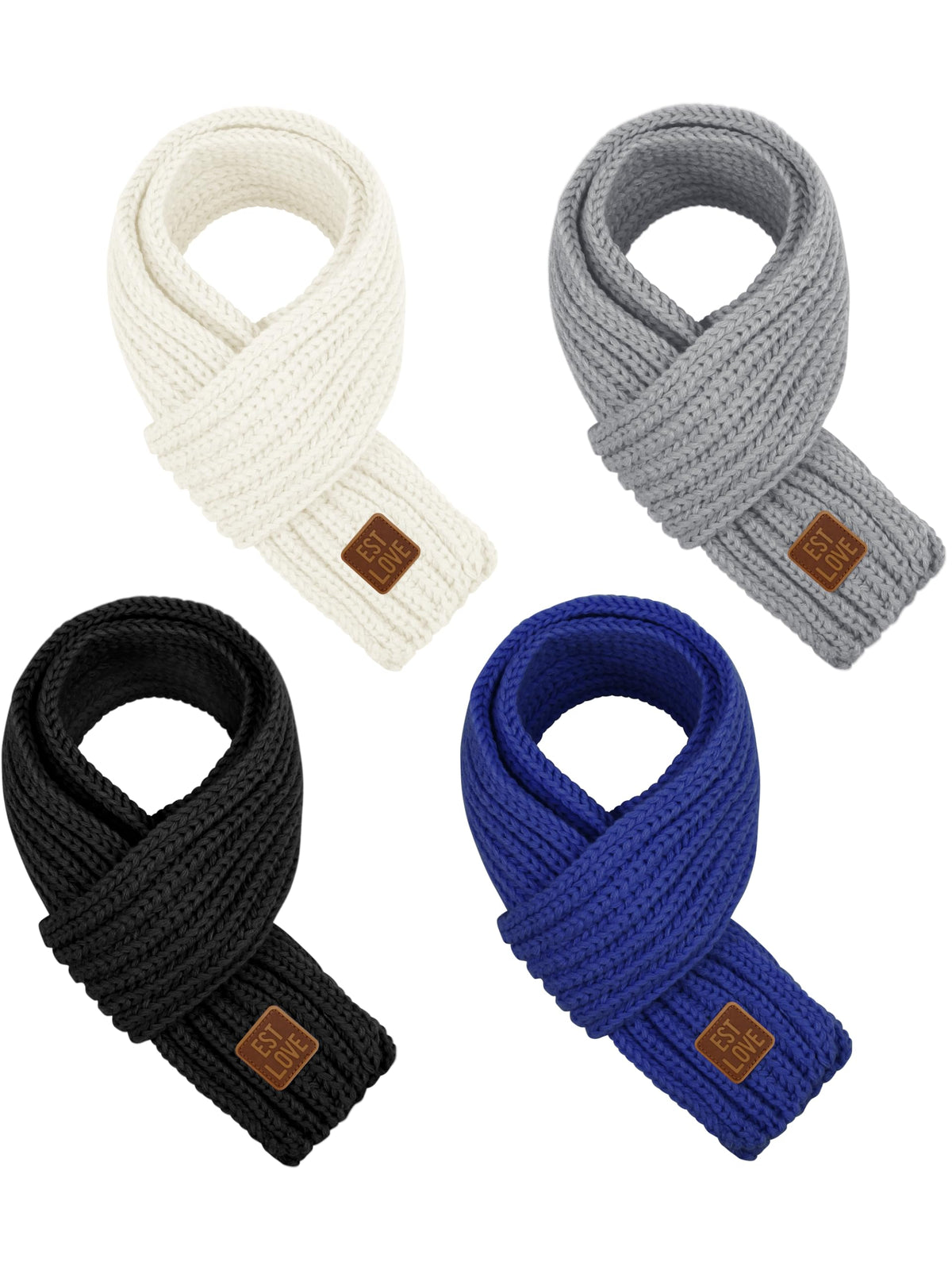 4 Pieces Kids Scarf Winter Knitted Kids Scarves Solid Color Neck Warmer for Children