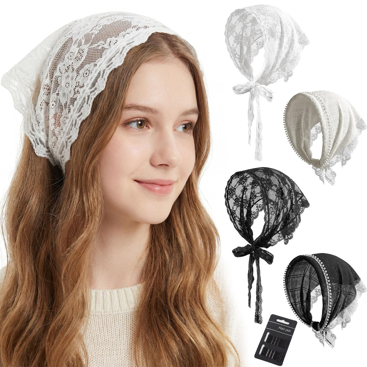 obeoby 4Pack Fall Floral Head Scarf for Girls, Triangular Bandana