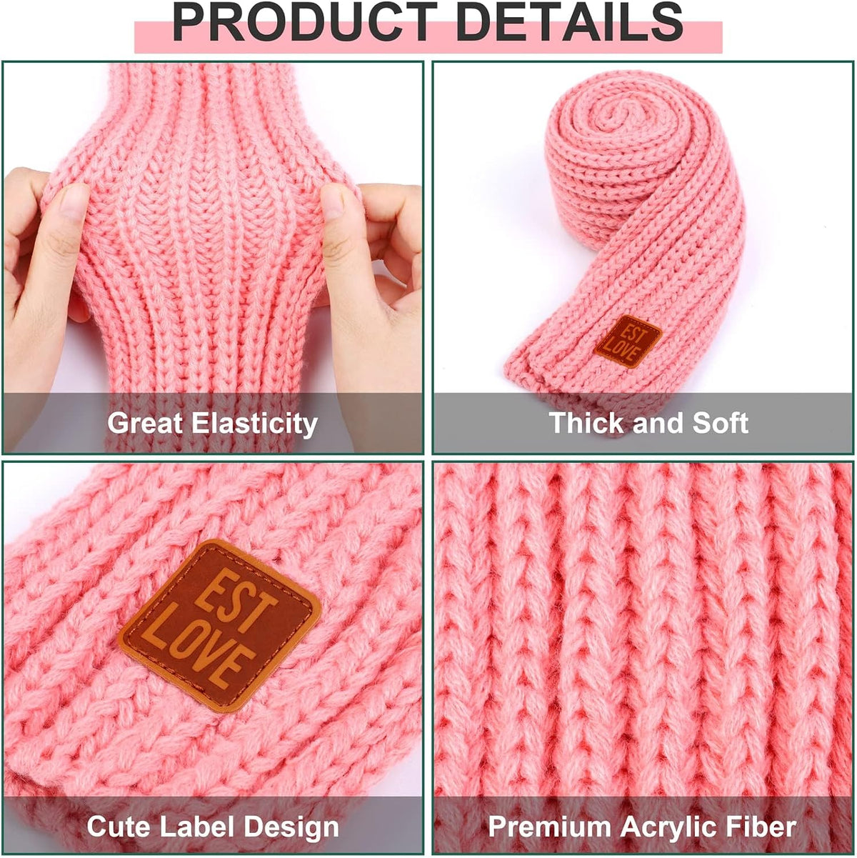 4 Pieces Kids Scarf Winter Knitted Kids Scarves Solid Color Neck Warmer for Children