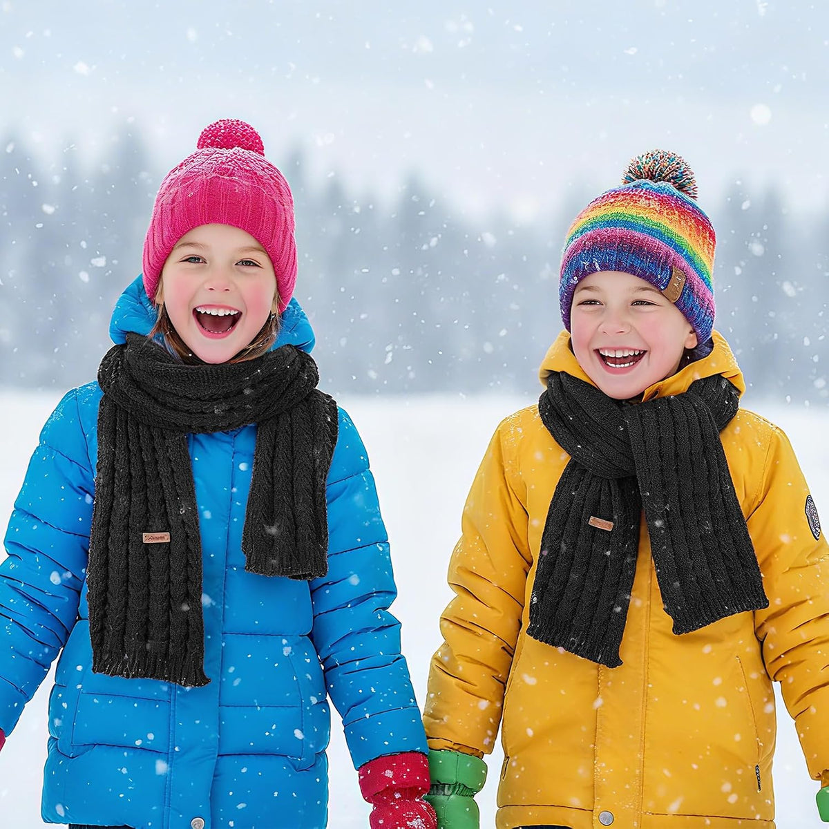 Grevosea Kids Knitted Scarf, Winter Fashion Solid Color Toddler Baby Warm Neck Wrap for Girls Boys 150 * 20cm/59.1 * 7.87inch