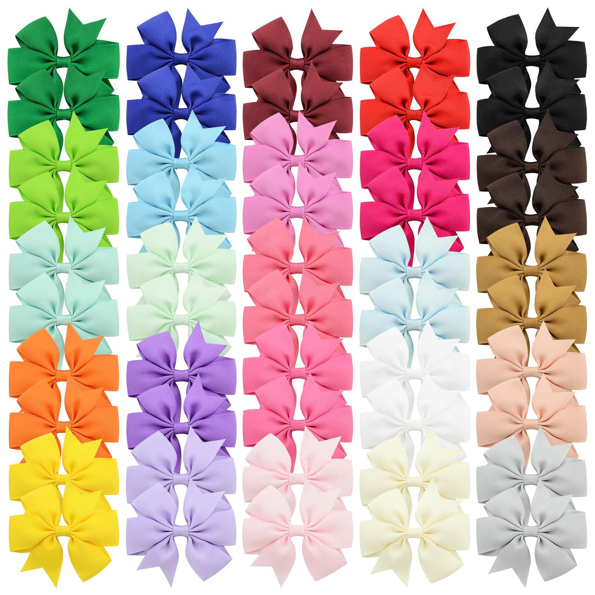 Choicbaby 60pcs 3 Inches Grosgrain Ribbon Hair Bows for Baby Girls Toddler