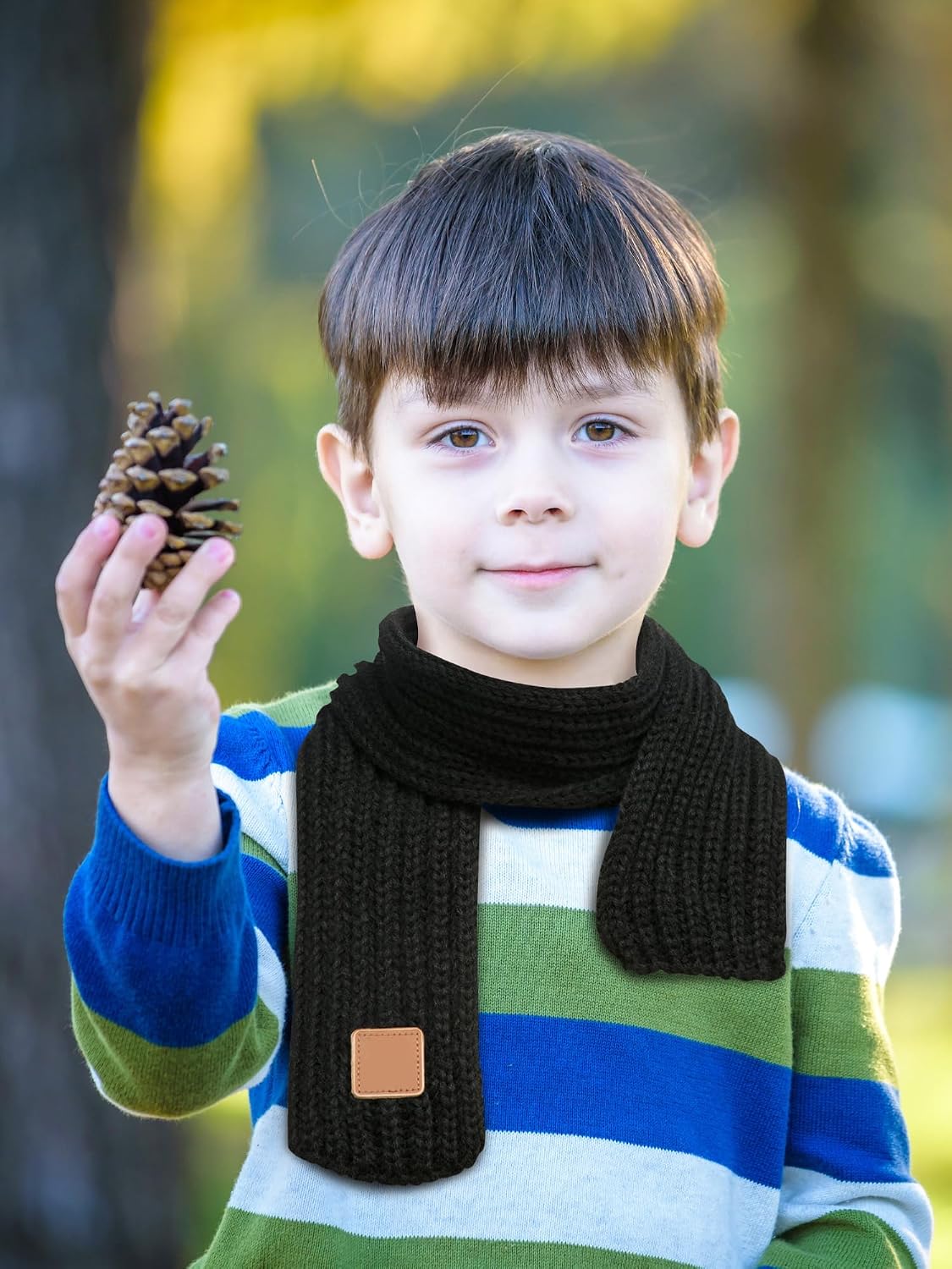 Zhanmai 2 Pcs Toddler Scarf Kids Warm Set Winter Knit Scarves Soft Neck Warmer for Boys Girls Children