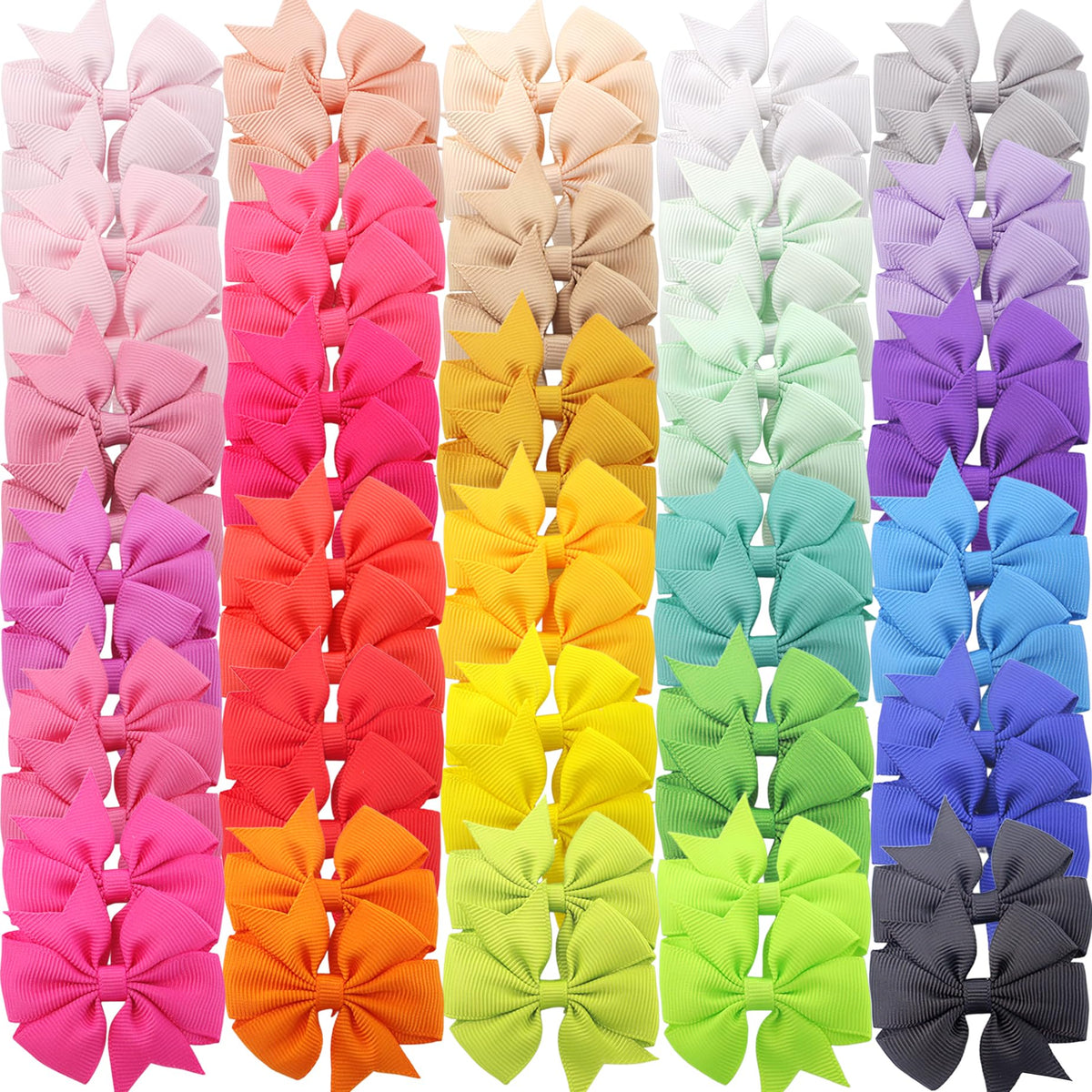 40Piece 3 Inch Boutique Grosgrain Ribbon Pinwheel Hair Bows Alligator Clips For Girls Babies Toddlers Accessories Teens In Pairs