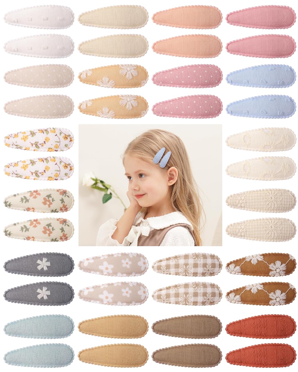 doboi Toddler Hair Clips for Girls Baby Barrettes-40PCS Pastel Floral