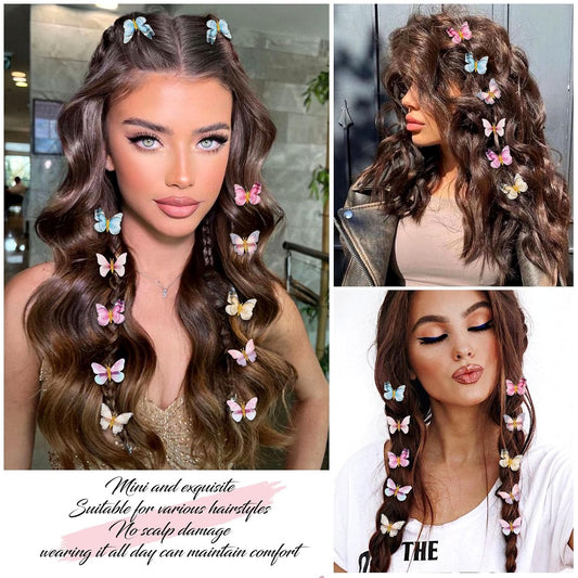 20Pcs Glitter Hair Clips for Kids - Moving Fairy Accessories for Women, Girls Colorful Hair Clips 90s (Brown)