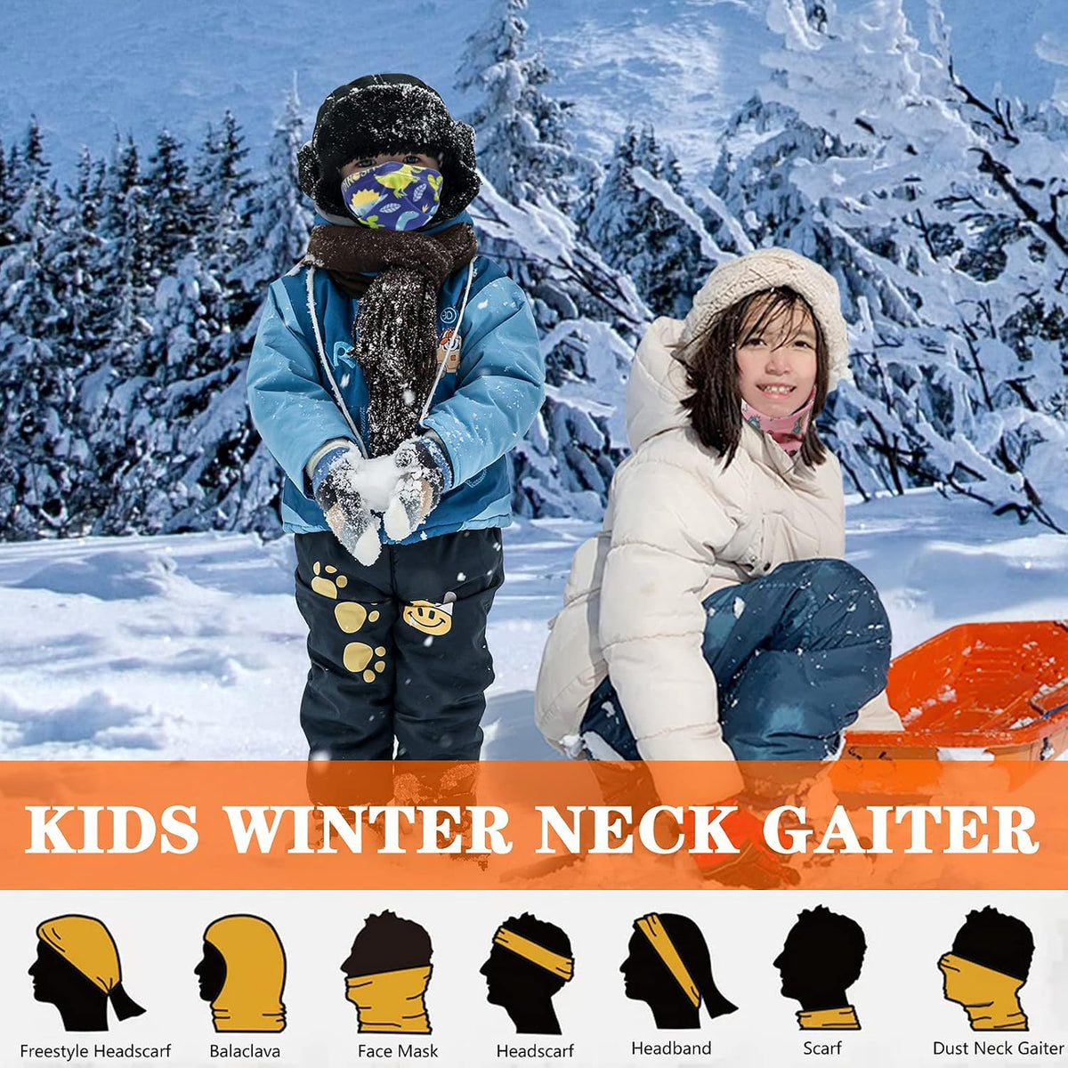 Kids Ski Mask Fleece Neck Gaiter Warmer Winter Face Cover for Boys Girls