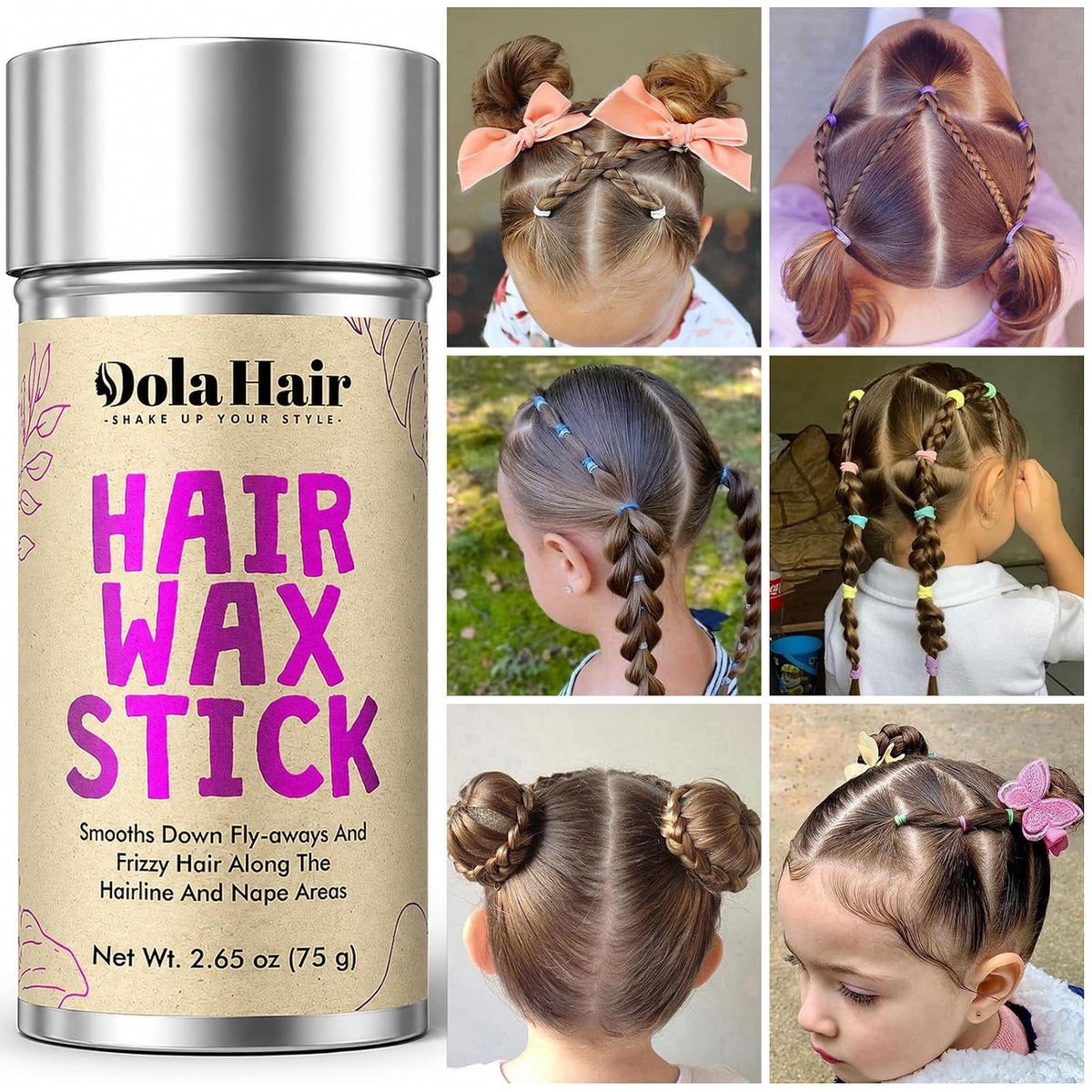 Dolahair Hair Wax Stick - Flyaway Control Styling Pomade for Kids, Women