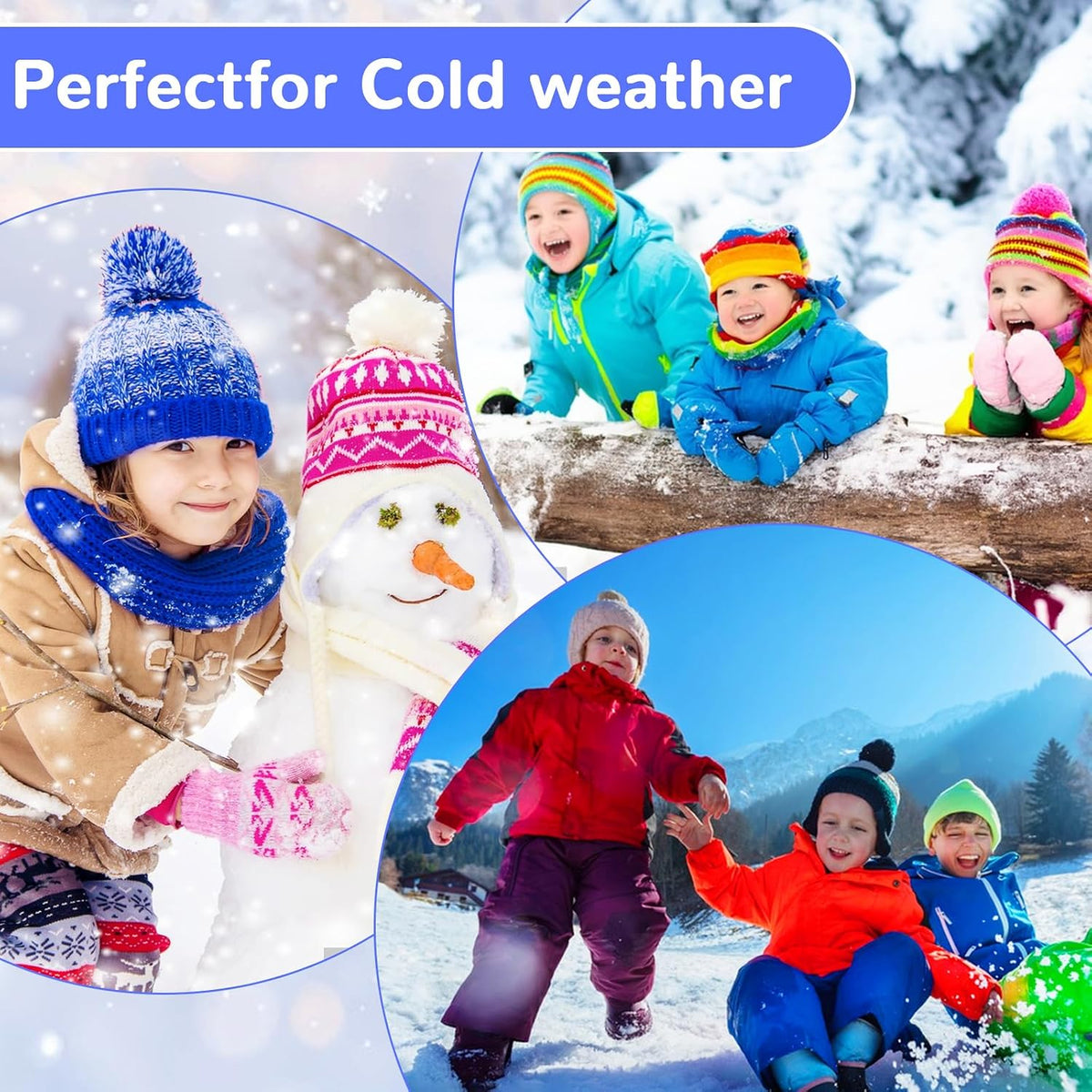 Abeillo Warm Kids Winter Knit Scarves Soft Knitted Neck Warmer Scarf Warm Scarves Wrap for Boys Girls