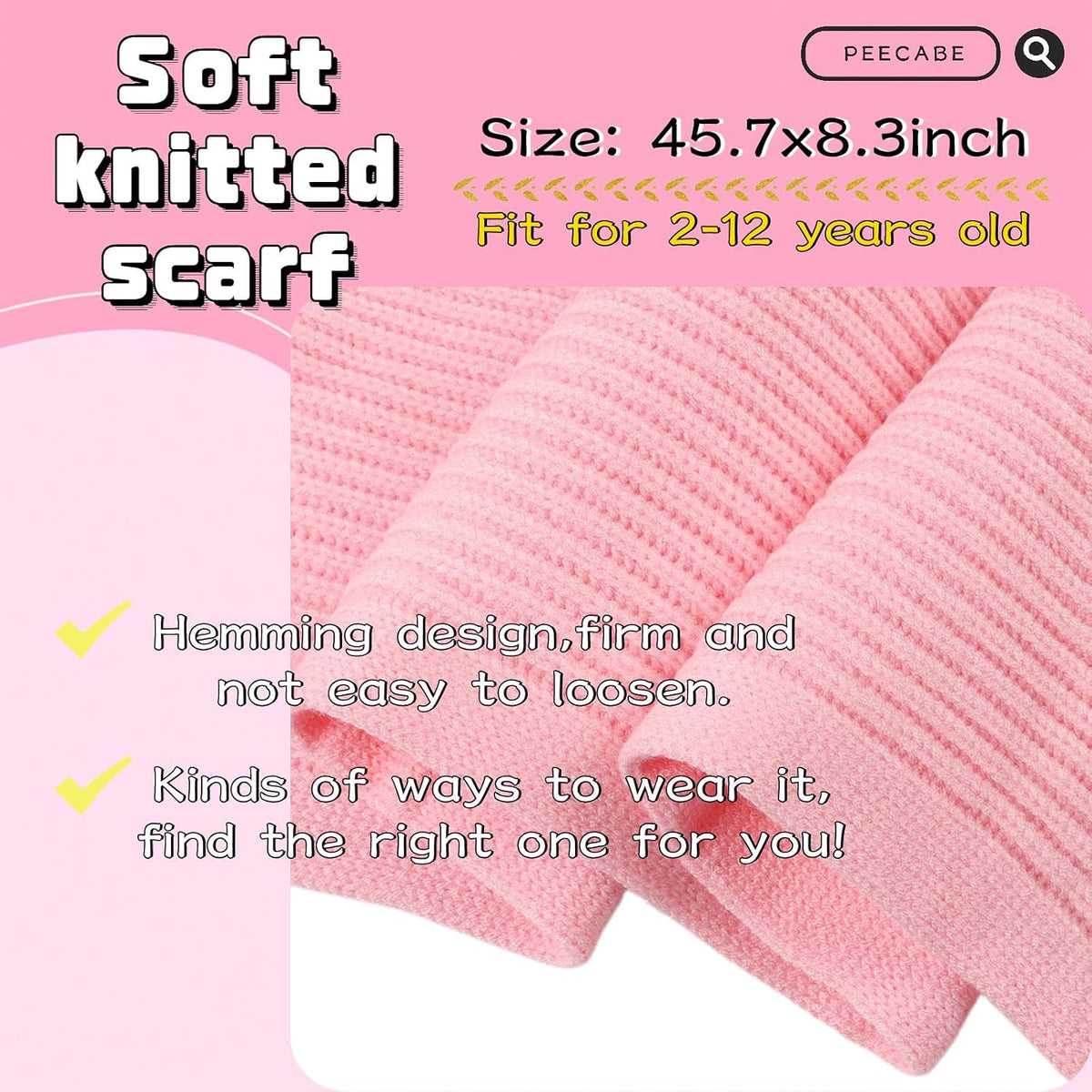 Peecabe Kids Knit Scarf Neck Warmer Soft Warm Winter Classic for Boys Girls
