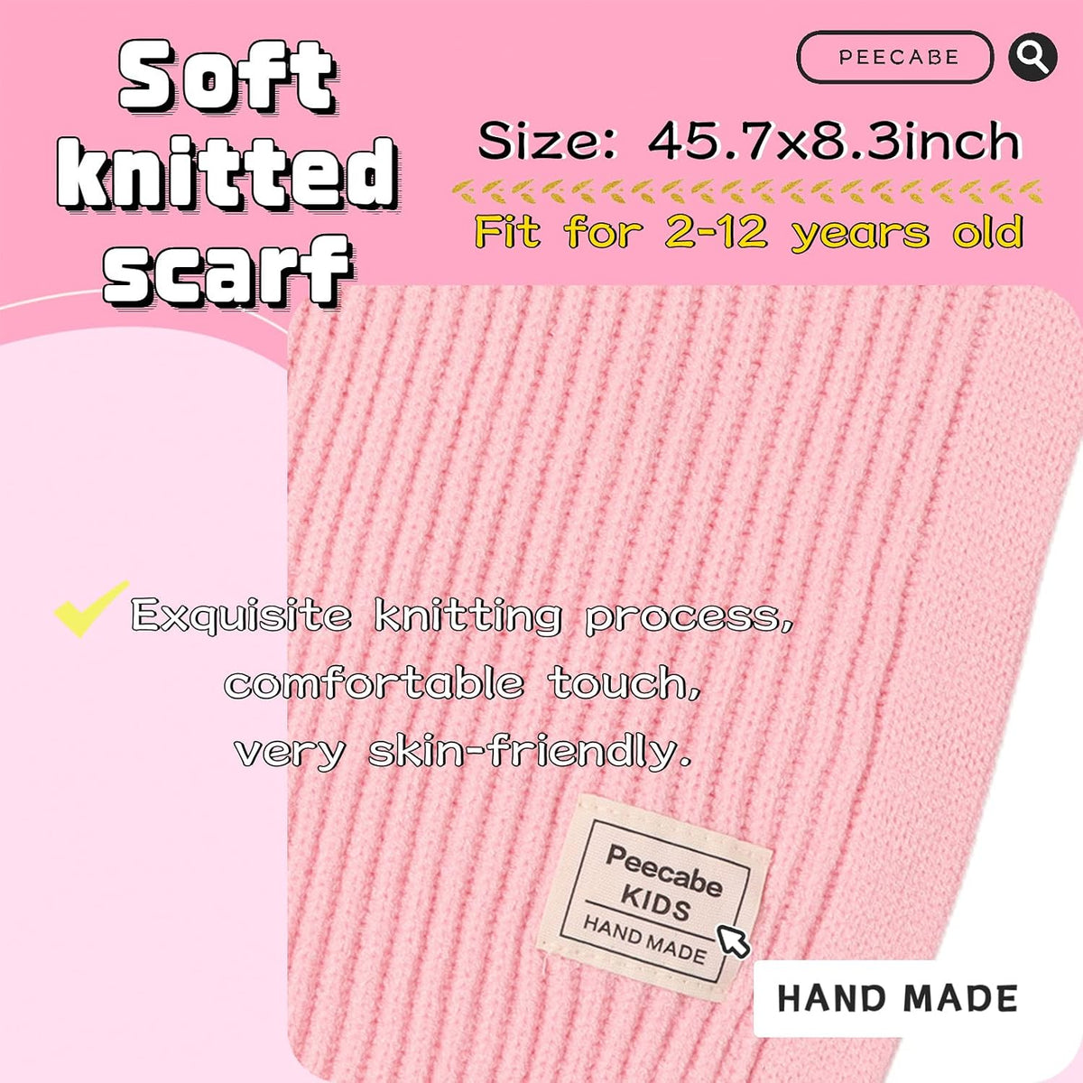 Peecabe Kids Knit Scarf Neck Warmer Soft Warm Winter Classic for Boys Girls