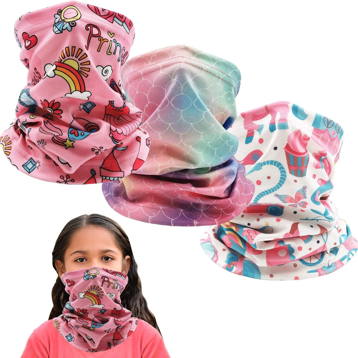 Kids Ski Mask Fleece Neck Gaiter Warmer Winter Face Cover for Boys Girls
