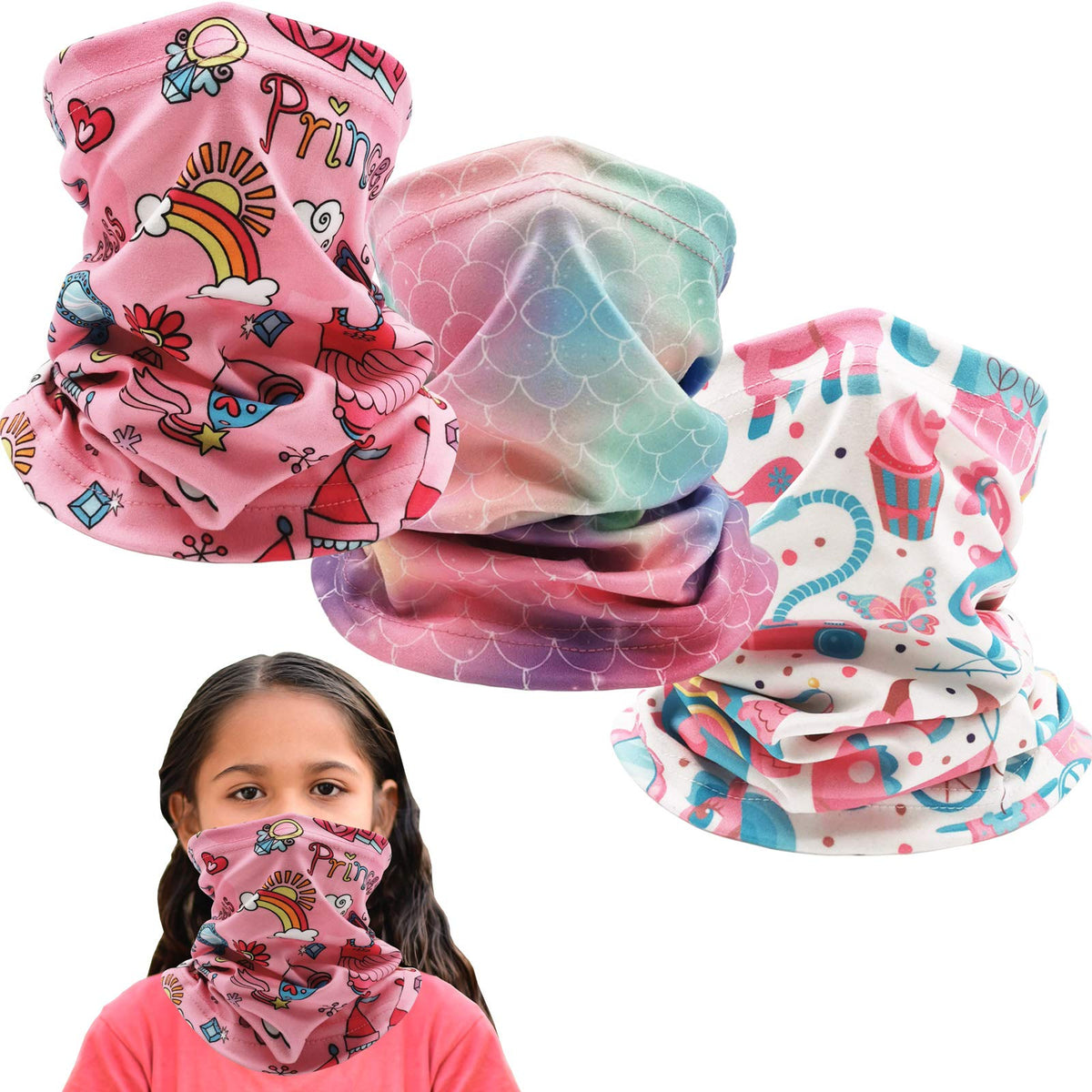 Kids Ski Mask Fleece Neck Gaiter Warmer Winter Face Cover for Boys Girls