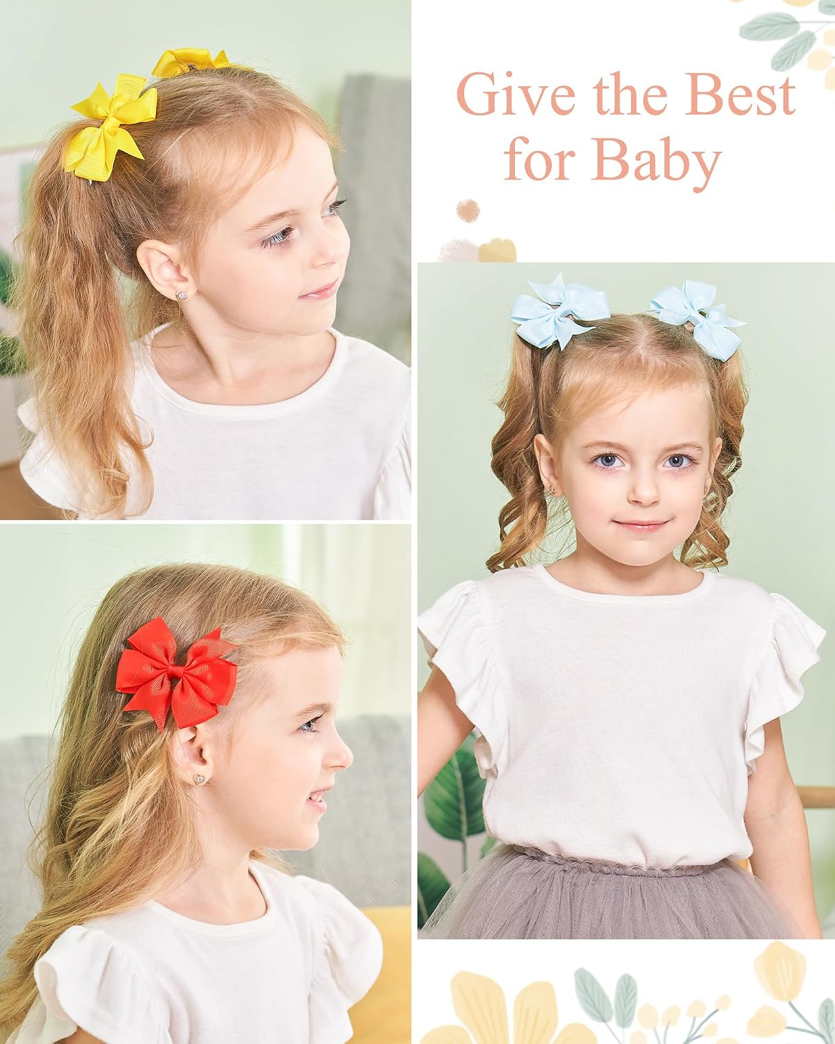 Choicbaby 60pcs 3 Inches Grosgrain Ribbon Hair Bows for Baby Girls Toddler