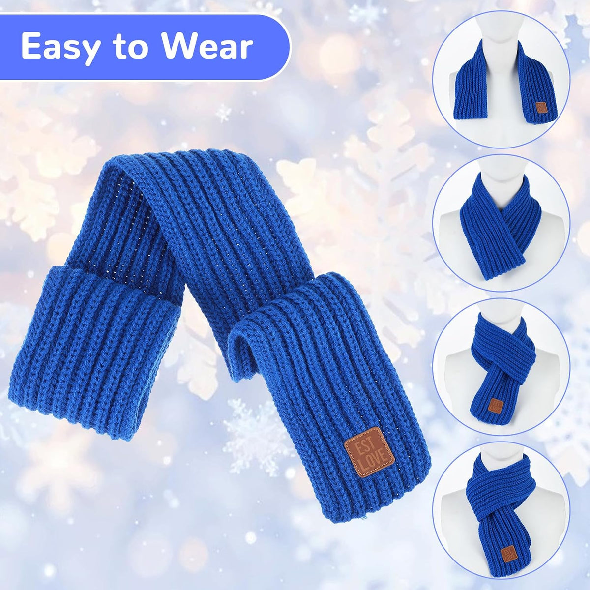 Abeillo Warm Kids Winter Knit Scarves Soft Knitted Neck Warmer Scarf Warm Scarves Wrap for Boys Girls