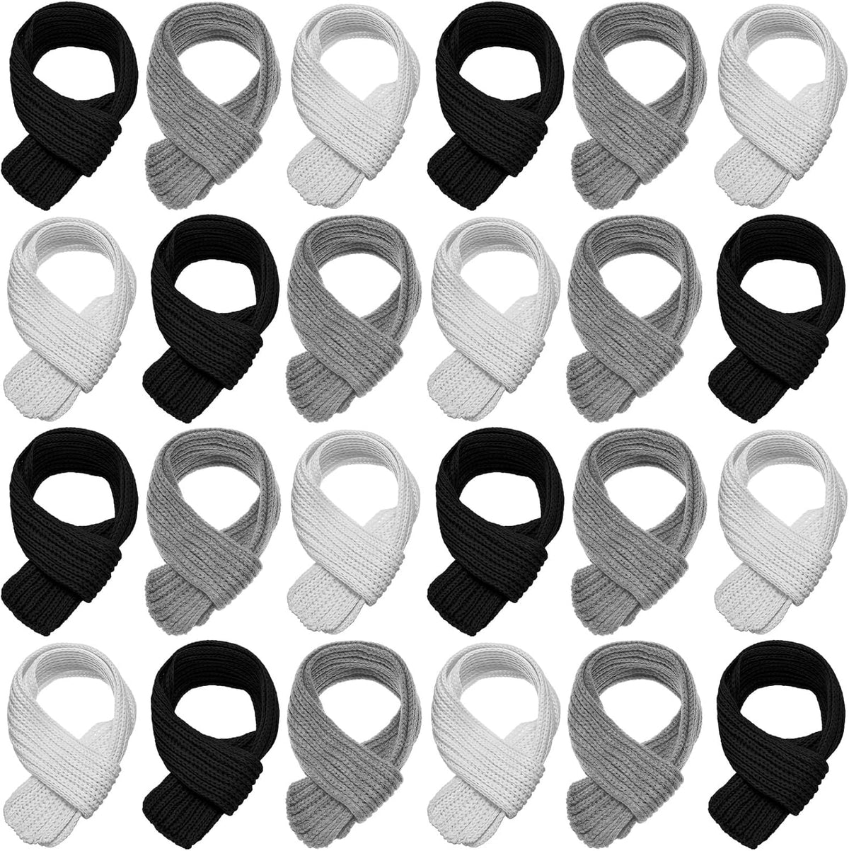 Liitrsh 24 Pcs Kids Scarf Bulk, 47 Inch Long Toddlers Winter Knitted Scarf Thick Warm Neck Warmer Scarves for Girls and Boys
