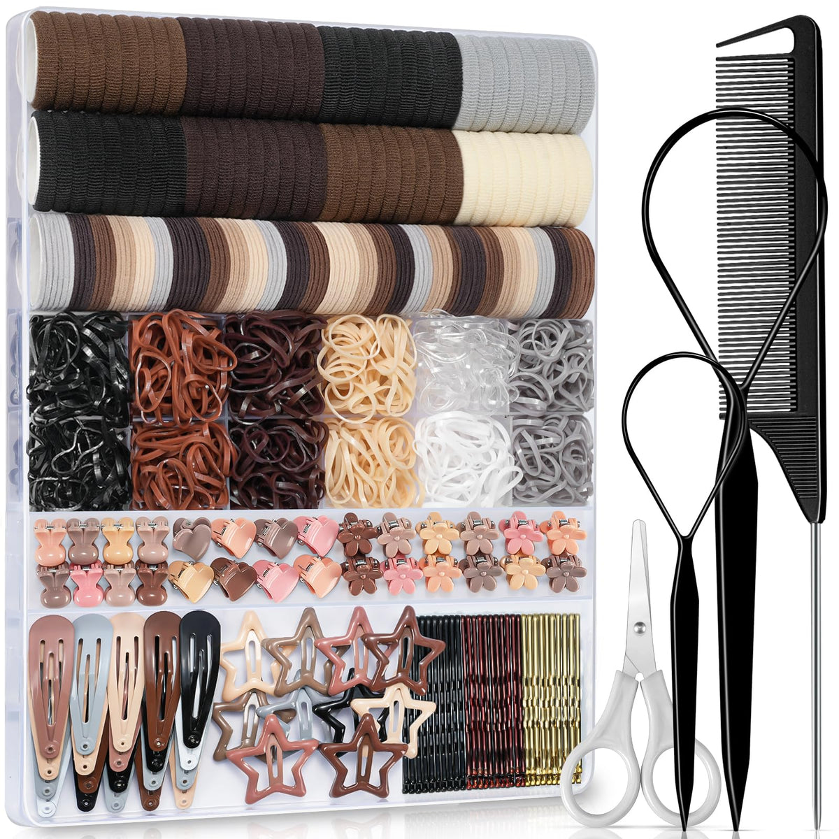 IKOCO 826PCS Hair Accessories for Girls, Elastic Hair Ties with Colorful Clips and Tools