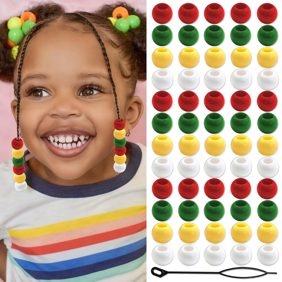 NAISKA 60PCS Blue Pink Hair Beads Purple Beads for Braids Iridescent Mermaid Dreadlock Pony Bead 3 Colors Loc Jewelry Summer Hair Accessories for Kids Girls