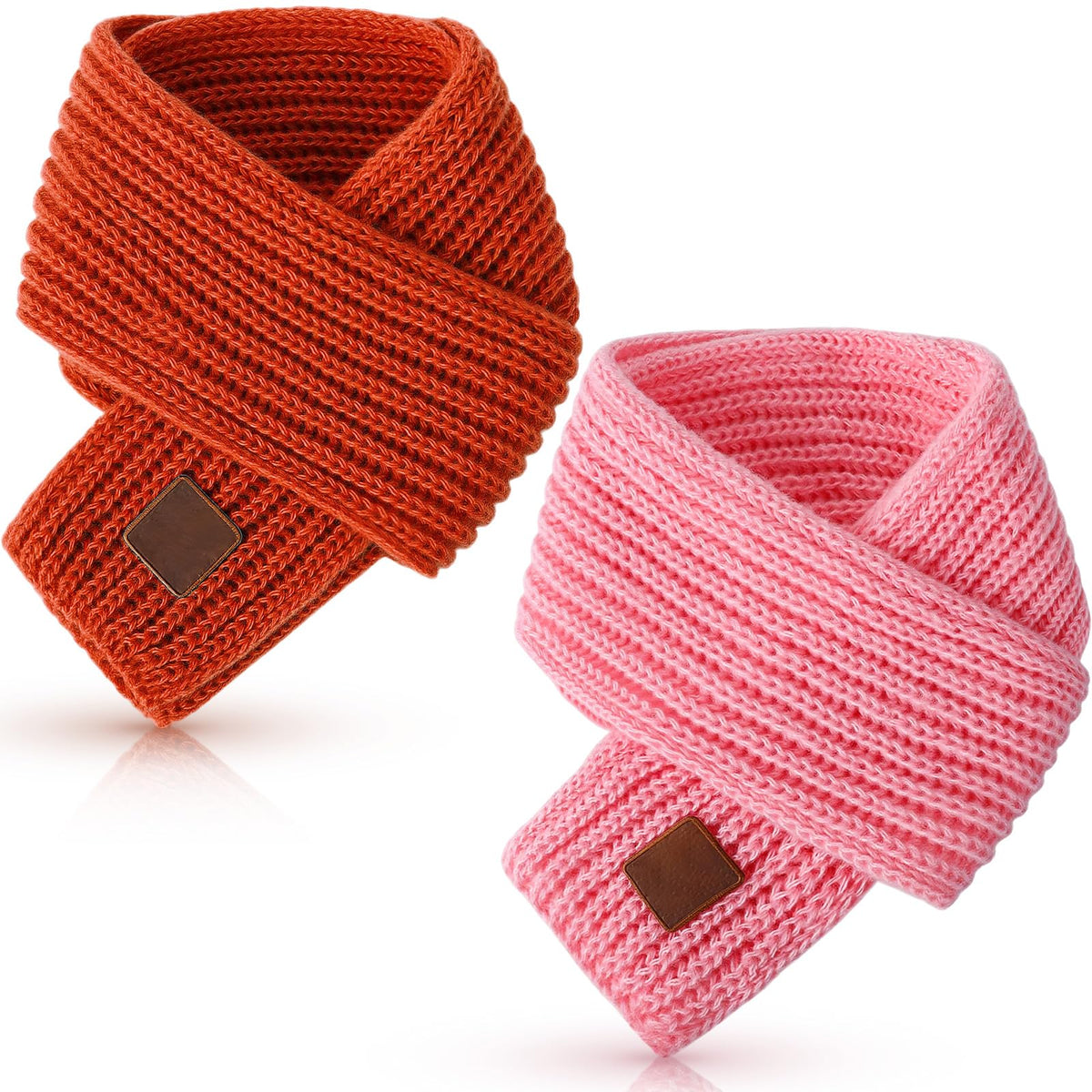 Zhanmai 2 Pcs Toddler Scarf Kids Warm Set Winter Knit Scarves Soft Neck Warmer for Boys Girls Children