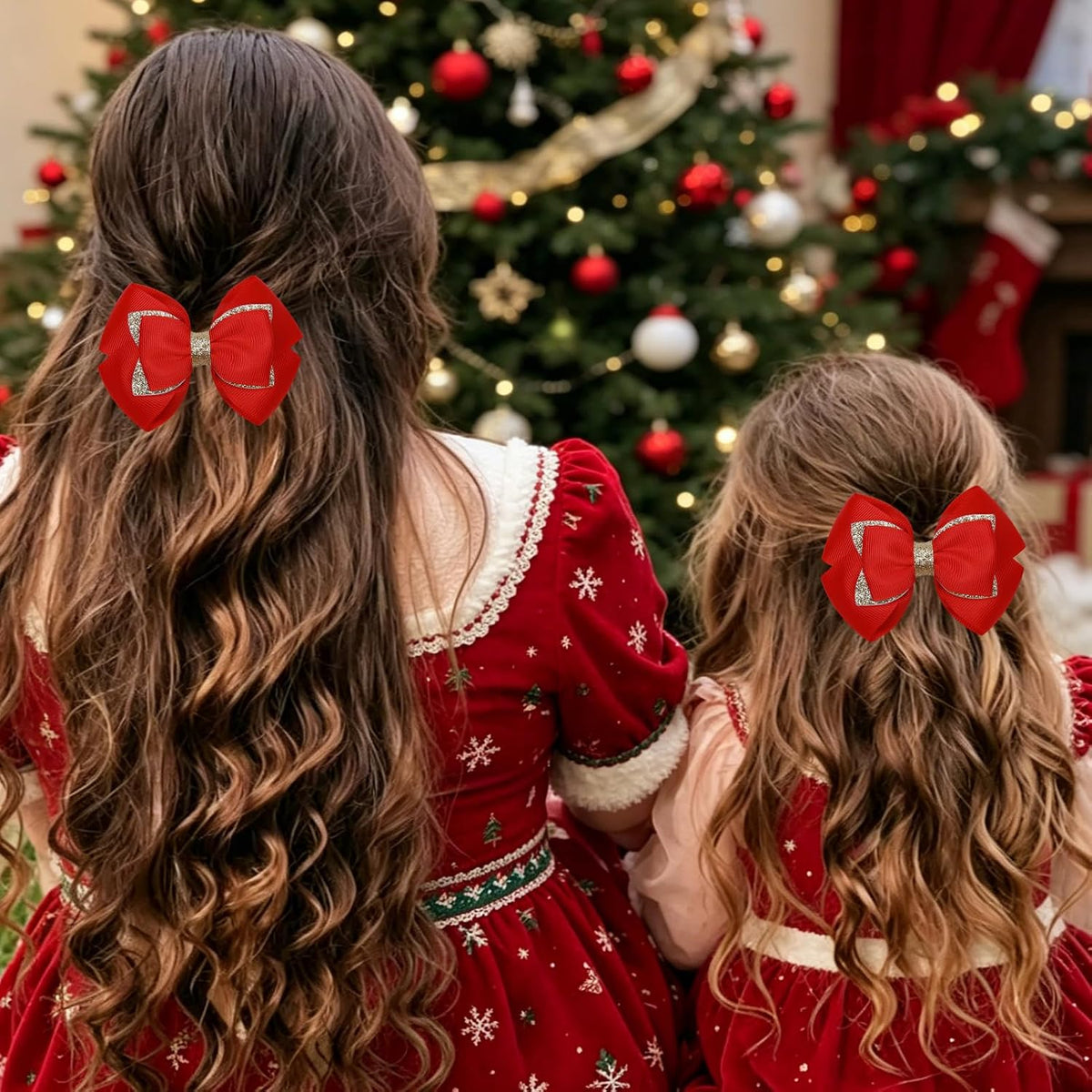 KISZU 4 Inch Hair Bows Clips Large Sparkle Ribbon Girls Alligator Barrettes Glitter Hair Accessories for Toddler Kids Children Teens Women
