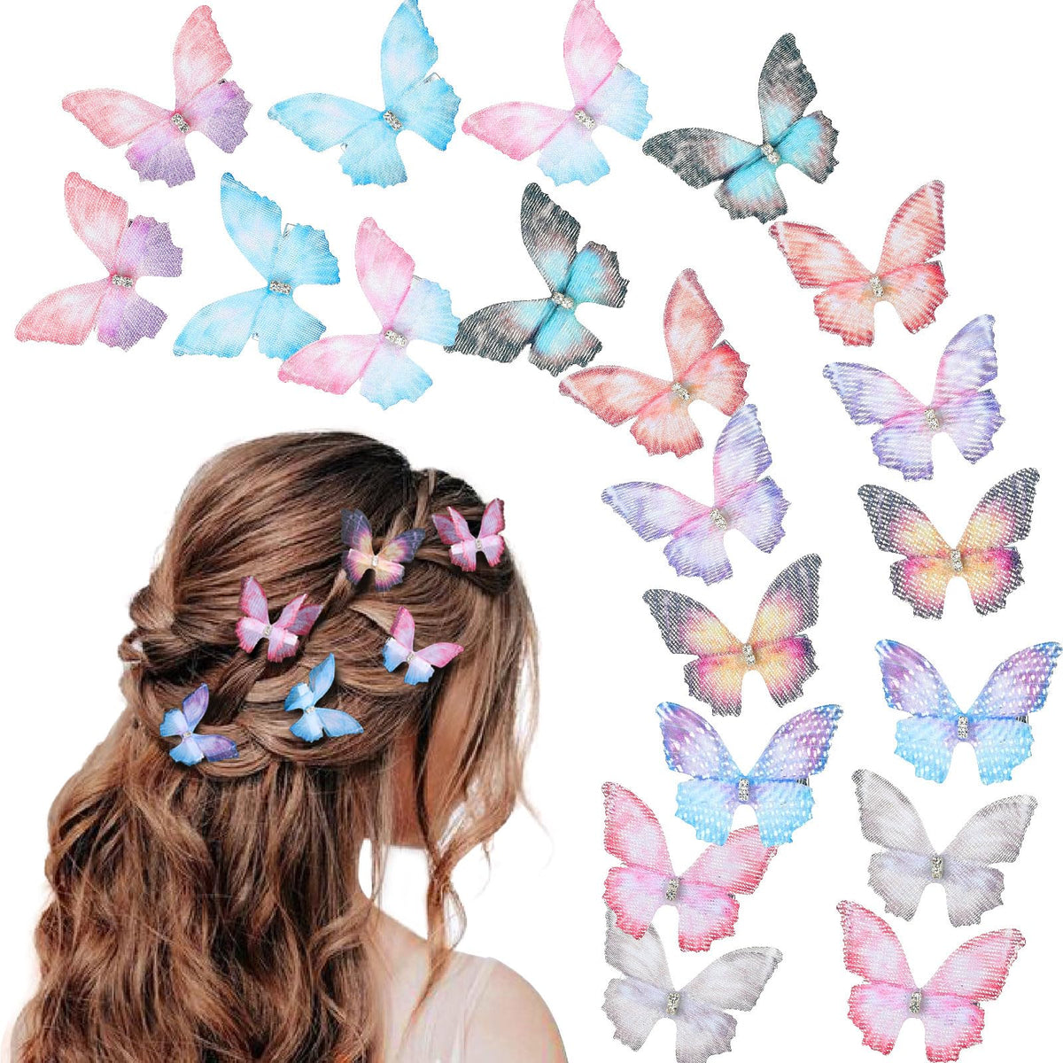 20Pcs Glitter Hair Clips for Kids - Moving Fairy Accessories for Women, Girls Colorful Hair Clips 90s (Brown)