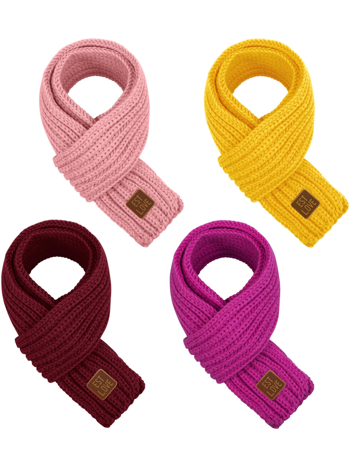4 Pieces Kids Scarf Winter Knitted Kids Scarves Solid Color Neck Warmer for Children