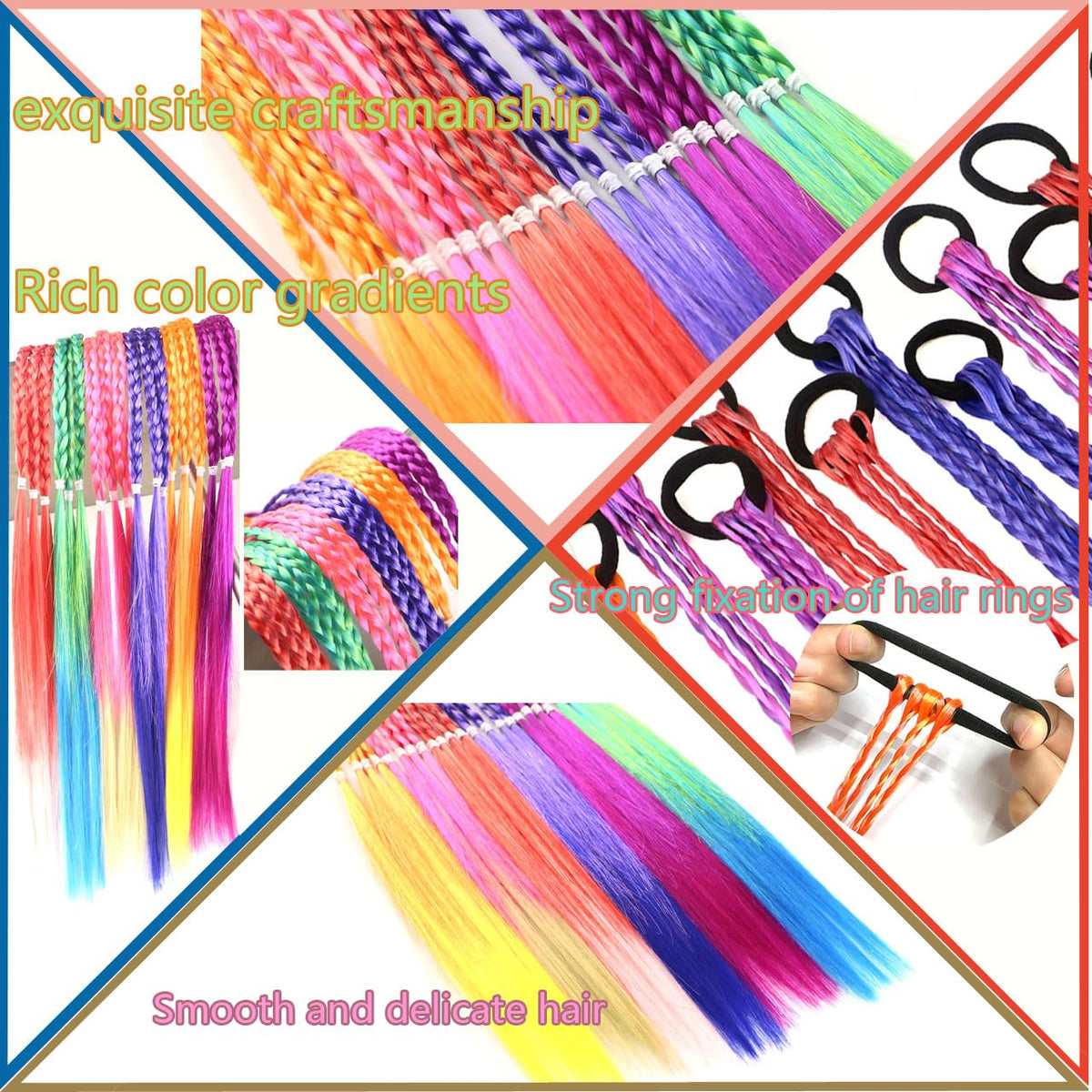 Girl hair accessories, children's colorful braided hair extensions